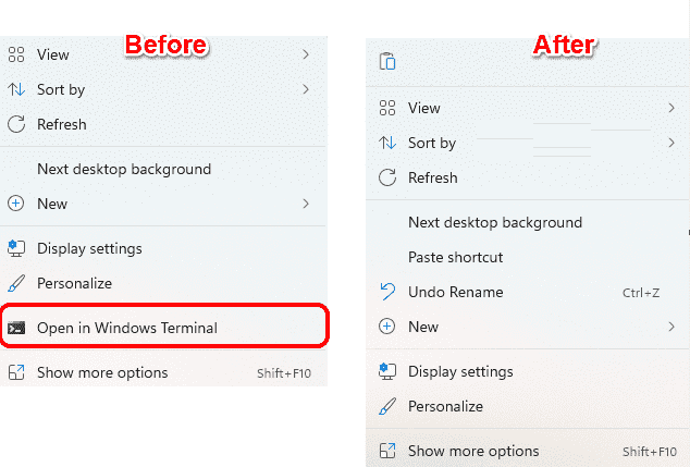 如何从Windows11右键单击上下文菜单中删除“在Windows终端中打开”选项？